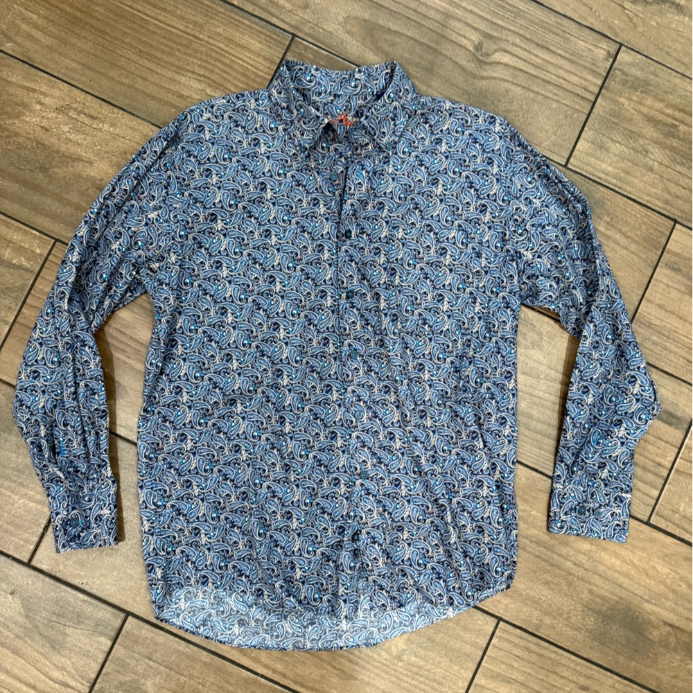 SOLD Flusser paisley button down shirt large